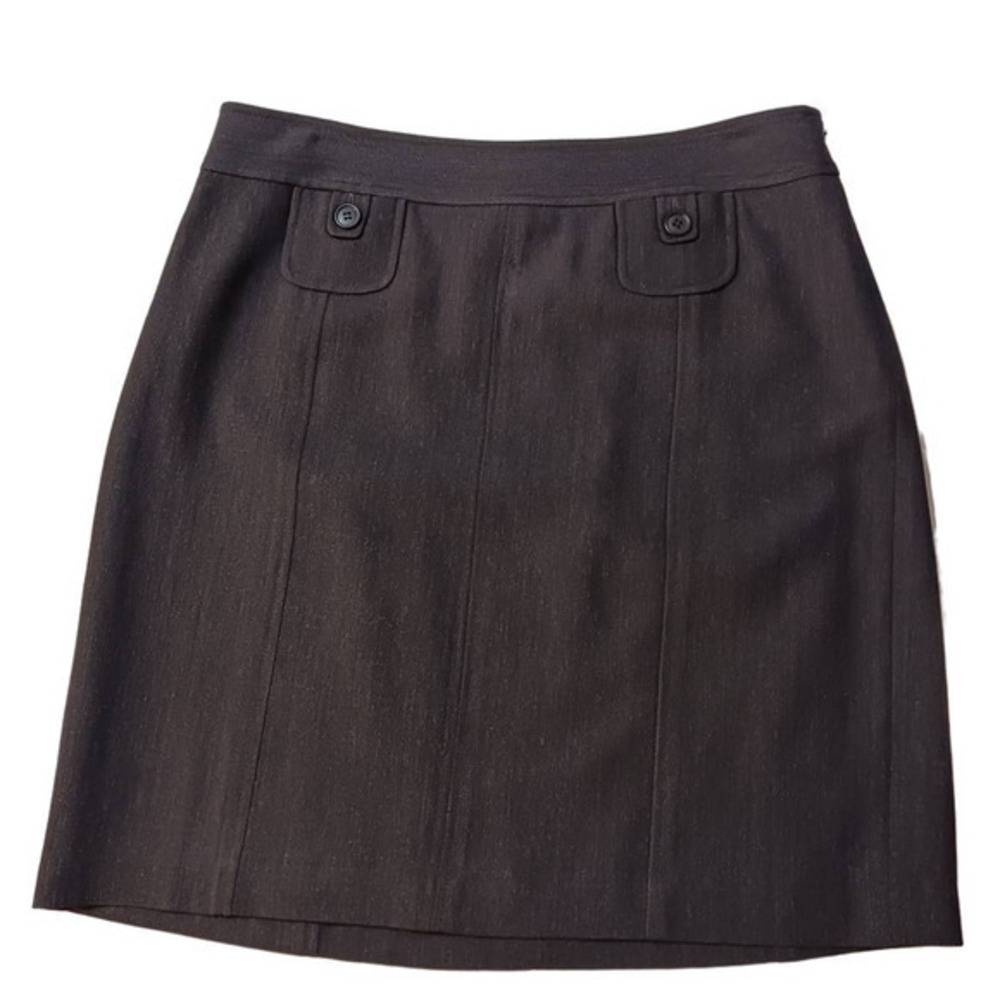 LOFT by Ann Taylor Wool Blend A-line Skirt Nice Quality! Size 12P Dark Gray Grey